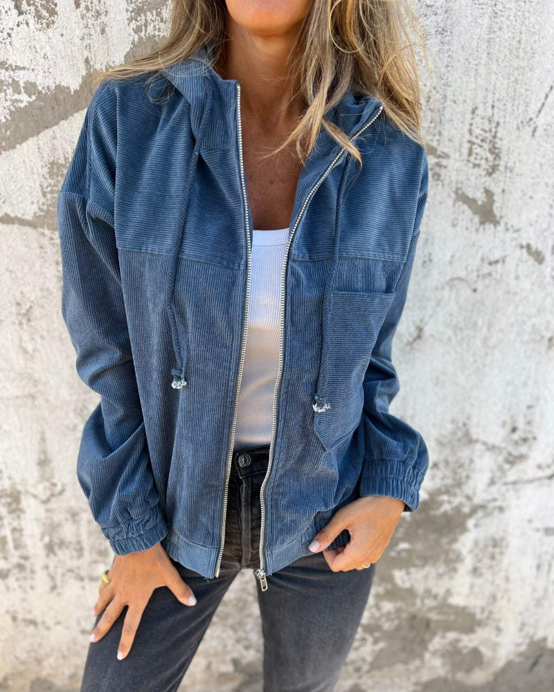 Monroe | Corduroy hooded jacket with zipper