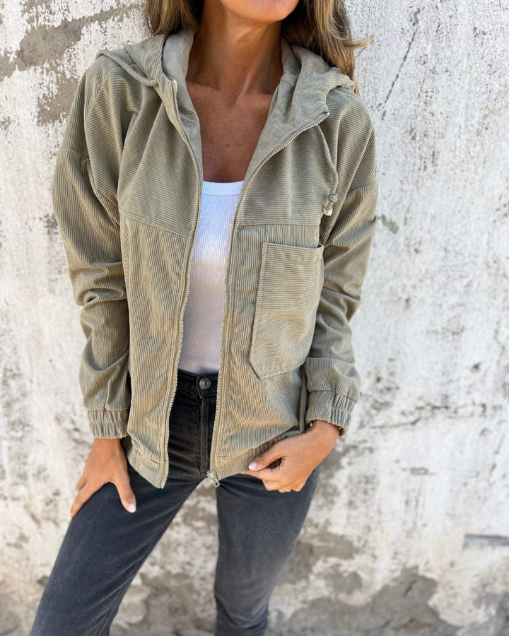 Monroe | Corduroy hooded jacket with zipper