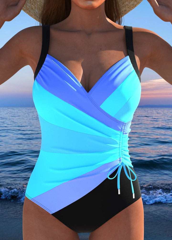 Alexa | Luxury Surplice Swimsuit with Colorful Print