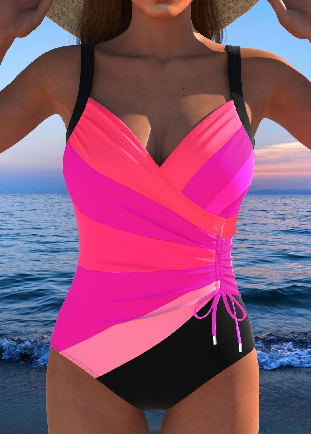 Alexa | Luxury Surplice Swimsuit with Colorful Print