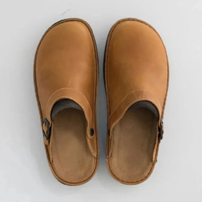 Leather Clogs with Adjustable Strap
