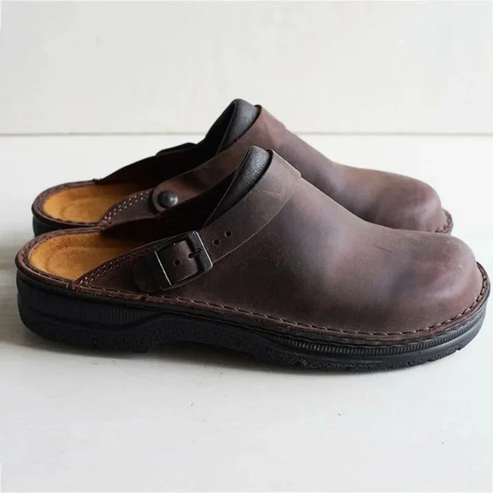 Leather Clogs with Adjustable Strap