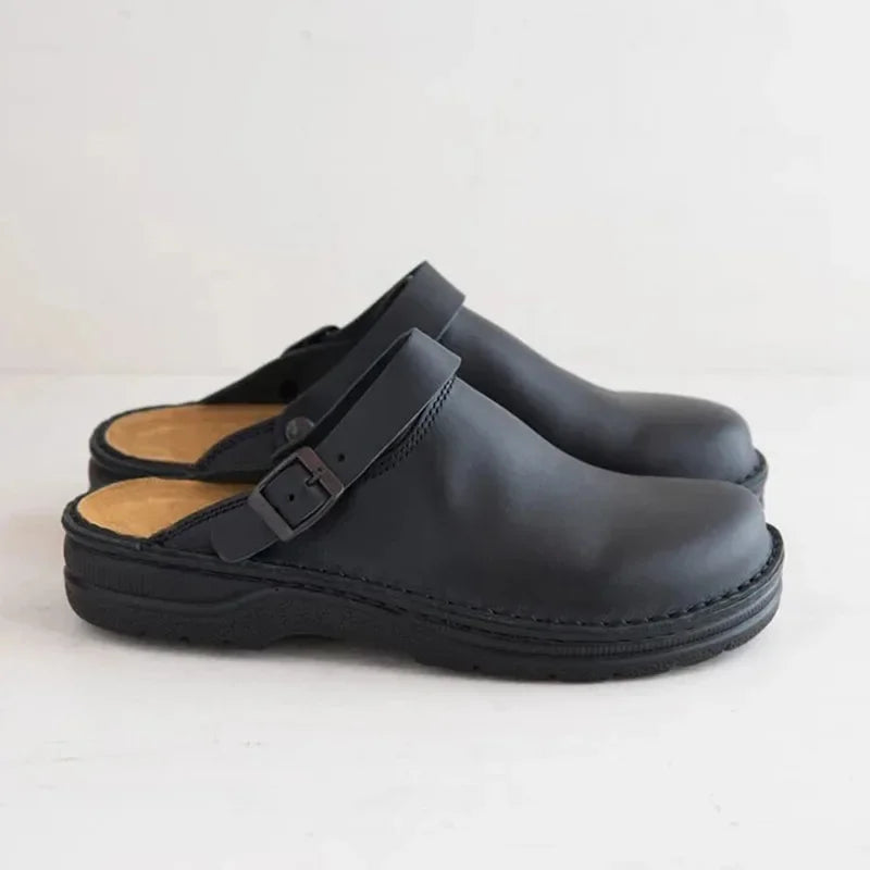 Leather Clogs with Adjustable Strap